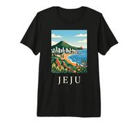 Jeju Corea del Sur Isla Costera Vintage Viajes Obra de Arte Camiseta Premium