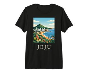 Jeju Corea del Sur Isla Costera Vintage Viajes Obra de Arte Camiseta Premium