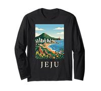 Jeju Corea del Sur Isla Costera Vintage Viajes Obra de Arte Manga Larga