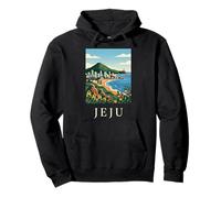 Jeju Corea del Sur Isla Costera Vintage Viajes Obra de Arte Sudadera con Capucha