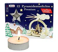 JEKA - Ebersbacher Kerzen Juego de 12 velas piramidales especiales con llama grande desarrolladas para pirámides de té, 4 x 4 x 17 cm