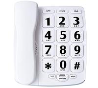 JeKaVis J-P02 Teléfono Grande con Cable de botón para Personas Mayores con Altavoz, teléfonos amplificados con Soporte de marcación rápida/Montaje en Pared, Color Blanco