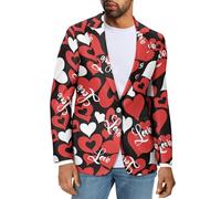 Jekioweii Blazer casual con solapa para hombre, multicolor, traje de un botón, ajuste regular, abrigos deportivos, chaquetas para bailes, fiestas, cenas, Corazón Amor Rojo, X-Small