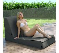 jela Silla de salón, impermeable, plegable, para interiores y exteriores, resistente a los rayos UV, funda lavable a máquina, sillas de espuma para patio (color gris oscuro)