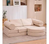 jela Sofá infantil de 14 piezas, sofá infantil modular de espuma, para jugar, ser creativo, dormir (beige arena)