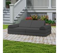 jela Sofá para niños, sofá modular impermeable para exteriores e interiores, resistente a los rayos UV, sofá modular infantil de espuma, juego de casa de juegos para niños y adultos (gris oscuro)