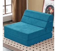 jela Sofá plegable para niños, tela de lujo, sofá de suelo, colchón plegable, sofá cama, sofá plegable, sofá cama, diván para invitados, sala de estar (azul claro)