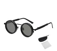Jelaqmot Adjustable Tint Rounded Polarized Lenses Retro Sunglasses With Nd Filter,Retro Beach Sunglasses For Outdoor Activities (Black)