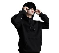 Jelaqmot Hoodie with Eye Mask Built In and Pockets, Airplane Mode Travel Hoodies Blanket Hoodie For Women & Men (Black,XL)