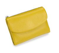 Jelaqmot Unisex Pebble Real Leather RFID Wallet - Slim Bifold Zipper Wallet with ID Windows with Coin Pockets, Card Slots & Cash Holder - Scratch Resistant, Waterproof, Travel-Friendly (C-Yellow)