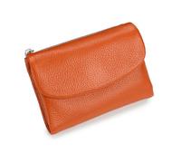 Jelaqmot Unisex Pebble Real Leather RFID Wallet - Slim Bifold Zipper Wallet with ID Windows with Coin Pockets, Card Slots & Cash Holder - Scratch Resistant, Waterproof, Travel-Friendly (D-Orange)