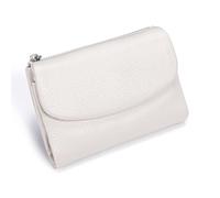 Jelaqmot Unisex Pebble Real Leather RFID Wallet - Slim Bifold Zipper Wallet with ID Windows with Coin Pockets, Card Slots & Cash Holder - Scratch Resistant, Waterproof, Travel-Friendly (G-White)