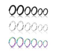 JELIEE 9 pares de aretes de aro pequeños de acero inoxidable quirúrgico 316L de 8 mm, 10 mm, 12 mm, hipoalergénicos, para hombres y mujeres, aretes de aro para cartílago, lóbulos de hélice, múltiples