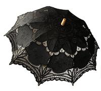 Jellbaby Sombrilla blanca de encaje para boda, accesorio de disfraz de dama victoriana, decoración de fiesta nupcial (negro)