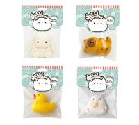 Jelli Squishi Pack de 4 Squishies Animales - Juguete Sensorial Antiestrés para Niños - Squishy de Gel Blando para Apretar - Estilo Kawaii Mochi - Colores Aleatorios