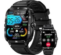 JELLOO Reloj Inteligente Militar Resistente al Agua 3ATM para Hombres (marcar/Hacer Llamadas), rastreador de Actividad física de 1,96’’, frecuencia cardíaca, Monitor de sueño, Compatible con Android