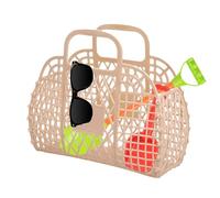 Jelly Bag, Beach Handbag, Reusable Basket Tote, Flexible Material, Lightweight Feel, Vibrant Color, Easy to Clean, Fashionable Look, Perfect for Summer, Wedding, Concert, 9.45x8.27x3.74 inches