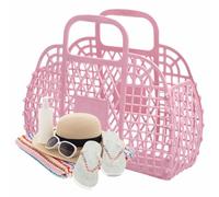 Jelly Bag, Beach Handbag, Reusable Basket Tote, Flexible Material, Lightweight Feel, Vibrant Color, Easy to Clean, Fashionable Look, Perfect for Summer, Wedding, Concert, 9.45x8.27x3.74 inches