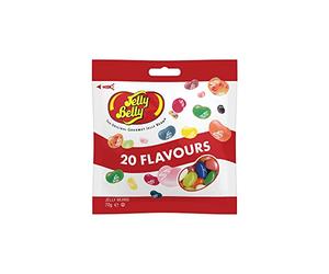 Jelly Belly Beans Grajeas con 20 Sabores Surtidos, Caramelos Masticables en Forma de Judías - 1 Bolsa de 70 gramos