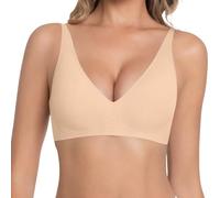 Jelly Bra for Women Sujetador sin Costurassujetador Sinaros con Relleno Escote en V Leopardo Push Up Bra con Soporte y Tirantes Ajustables Sujetador Seamless Completo Camiseta para Mujer (b-Beige, L)
