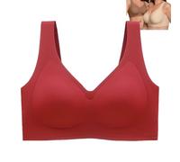Jelly Comfort Wireless Lift Bra for Women Seamless Full Coverage No Underwire Everyday Padded Bras Super Firming Push up Bra (Red,XXL)