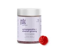 Jelly Pills Ashwagandha KSM-66 Gummies con Ginseng Siberiano y Goji - Adaptógenos para estrés y ansiedad con Withania Somnífera - 70 gominolas veganas sin gluten - Sabor natural a frutos del bosque