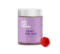 Jelly Pills Gominolas con 10.000 mcg Biotina alta dosis 520mcg Ácido Fólico Zinc & Vitaminas - Sin Azúcares Añadidos - 70 Gummies Veganas sabor Frambuesa - Crecimiento del Cabello y Previene su caída