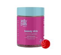 Jelly Pills Gominolas con 500mg Colágeno Hidrolizado Resveratrol Ácido Hialurónico Coenzima Q10 & Vit. C - Sin azúcares añadidos - 60 gummies sabor Fresa - Retinol para Piel firme y elástica