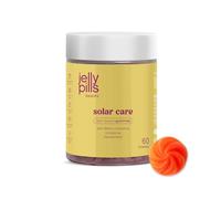 Jelly Pills Gominolas de Betacaroteno, Licopeno y Vitaminas A, C y E - 60 Gummies Veganas - Sin Azúcares Añadidos - Sabor Fresa Natural -Acelera el Bronceado y Protege la Piel