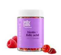 Jelly Pills Gominolas de Biotina 10.000 mcg con 520mcg Ácido Fólico y Zinc | Alta dosis - 60 Gummies Veganas - Sin Azúcares Añadidos - Sabor Natural a Frambuesal - Para Pelo, Piel y Uñas