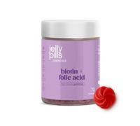 Jelly Pills Gominolas de Biotina 10.000 mcg con 520mcg Ácido Fólico y Zinc - Alta dosis Biotina - 60 Gummies Veganas - Sin Azúcares Añadidos - Sabor Frambuesa Natural - Para Pelo, Piel y Uñas