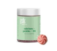 Jelly Pills Gominolas de Calcio con Vitaminas D3 + K2 y Probióticos - 70 Gummies Veganas - Alta dosis - Sin Azúcares Añadidos - Sabor Fresa Natural - Apoyo para Huesos, Dientes y Digestión