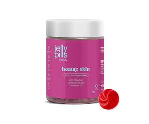 Jelly Pills Gominolas de Colágeno 500 mg con Ácido Hialurónico + Coenzima Q10 + Vitaminas C y E - 60 Gummies para 2 meses - Sin Azúcares Añadidos - Sabor Fresa Natural - Piel y Articulaciones