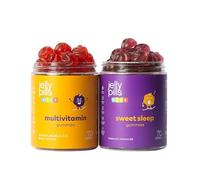 Jelly Pills Kids Pack Crecimiento & Rutina Nocturna - Multivitaminas y Minerales + Melatonina 0,5 mg con Vitamina B6 - 70 + 70 Gummies Veganas - Sin Azúcares Añadidos - Sabor Fresa y Frutas del Bosque