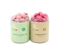 Jelly Pills Kids Pack Crecimiento y Desarrollo - Calcio con Probióticos + Magnesio con Vitamina B6 - 70 + 70 Gummies Veganas - Sin Azúcares Añadidos - Sabor Fresa y Frutos del Bosque