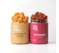 Jelly Pills Pack Defensas & Bienestar Articular - Vitamina C + Zinc + Propóleo y Cúrcuma + Jengibre - 70 + 70 Gummies Veganas - Sin Azúcares Añadidos - Sabor Naranja