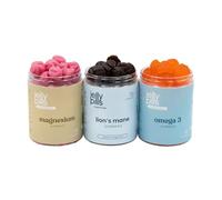 Jelly Pills Pack Energía, Concentración & Bienestar Diario - Magnesio 180 mg + Omega 3 Vegano DHA + Melena de León - 70 + 70 + 70 Gummies Veganas - Sin Azúcares Añadidos - Sabor Frutos del Bosque, Nar