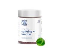 Jelly Pills Sports - Gominolas de Cafeína con Taurina y Guaraná - Energía y Enfoque Mental - 60 Gummies Veganas - Sin Azúcares Añadidos - Sabor Limón Natural - Rendimiento Deportivo - para 1 Mes
