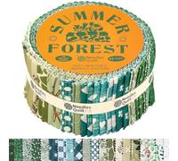 Jelly Roll Tiras de tela de algodón precortada para acolchado, 40 tiras de 6 x 112 cm, tela acolchada para costura, proyectos de edredón precortados y manualidades (bosque en verano)