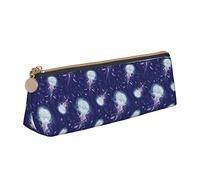 Jellyfish Feather Starfish Estuche para lápices Estuche para cosméticos Estuche para bolígrafos Triángulo de cuero Bolsa de almacenamiento con cremallera Organizador de papelería para adultos Oficin