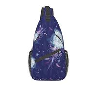 Jellyfish Feather Starfish Sling Bag, Casual Crossbody Shoulder Bag Mochila Travel Chest Pack para Hombres Mujeres
