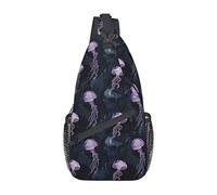 Jellyfish Leaves Sling Bag, Casual Crossbody Shoulder Bag Senderismo Daypack Crossbody Shoulder Backpack Travel Chest Pack para Hombres Mujeres