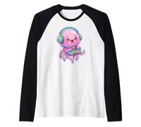 Jellyfish Playing Video Game Marine Sea Jellies Gamers Camiseta Manga Raglan