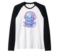 Jellyfish Playing Video Game Marine Sea Jellies Gamers Camiseta Manga Raglan