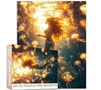 Jellyfish - Rompecabezas de 1000 piezas con fondo estrellado de mar profundo de 27 x 20 pulgadas, actividades terapéuticas para aliviar el estrés, rompecabezas colorido para decoración del hogar