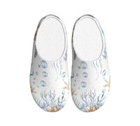 Jellyfish Sea - Pantuflas de franela para hombre, diseño de tortuga oceánica, antideslizantes, cálidas, para interiores y exteriores, multicolor, 3X-Large