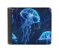 Jellyfish Underwater World Magic - Cartera plegable para hombre con tarjetero y monedero de piel