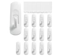 JELLYSUB 14 Ganchos, 20 Tiras, Blanco, Ganchos para Colgar con Tiras Adhesivas, Ganchos Adhesivos para Pared - Organizar sin Dejar Marcas y sin Taladrar(Grandes)