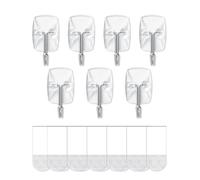 JELLYSUB 7 Ganchos, 12 Tiras, Ganchos para Colgar con Tiras Transparentes, Ganchos Adhesivos para Pared - Organizar sin Dejar Marcas y sin Taladrar (Pequeñas)