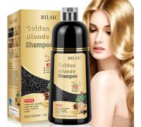 JELMOK 500ML Golden Hair Dye Shampoo 3 en 1, Champu Tinte Pelo Cubre Canas | Champu para Canas, Dorado Champú Tinte Pelo Instantáneo , Shampoo Color Tinte de Pelo en Minutos Champú Tinte Mujer y Hombre